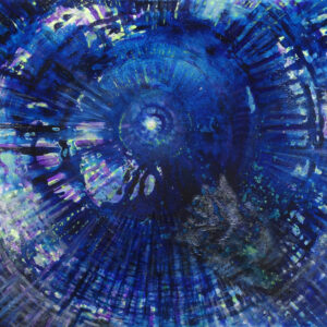 Abstraktes blaues Nachtmotiv „Inneres Nachtlicht“ von Barbara Meissner – Artwork zum Musikstück „Mond“ aus dem Album „Kosmische Resonanzen“.